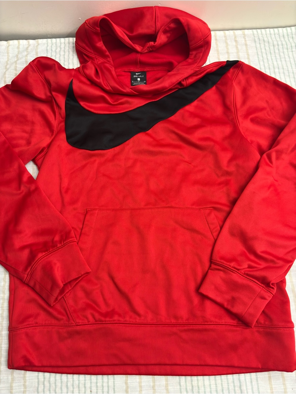 Nike Red Hoodie with Black Swoosh Chest Logo